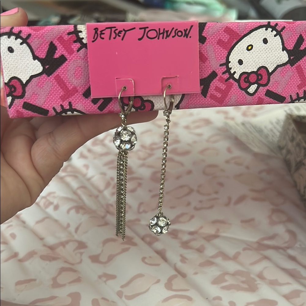 Betsey Johnson Silver Chain Earrings